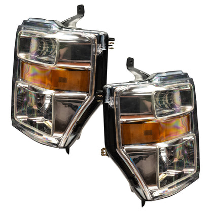 ORACLE Lighting Oracle 08-10 Ford F250 Pre-Assembled Halo Headlights - Chrome Housing - w/ 2.0 Controller
