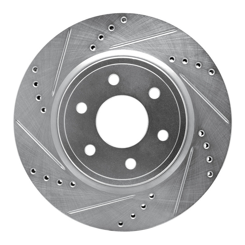 R1 Concepts R1 05-25 Nissan Frontier Front Left Drilled & Slotted Silver Brake Rotor