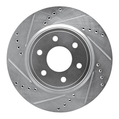 R1 Concepts R1 05-25 Nissan Frontier Front Left Drilled & Slotted Silver Brake Rotor