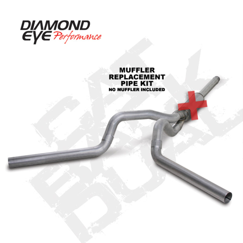 Diamond Eye Performance Diamond Eye KIT 4in Catback MFLR RPLCMENT PIPE DUAL AL: 94-97 FORD 7.3L F250/F350 PWRSTROKE