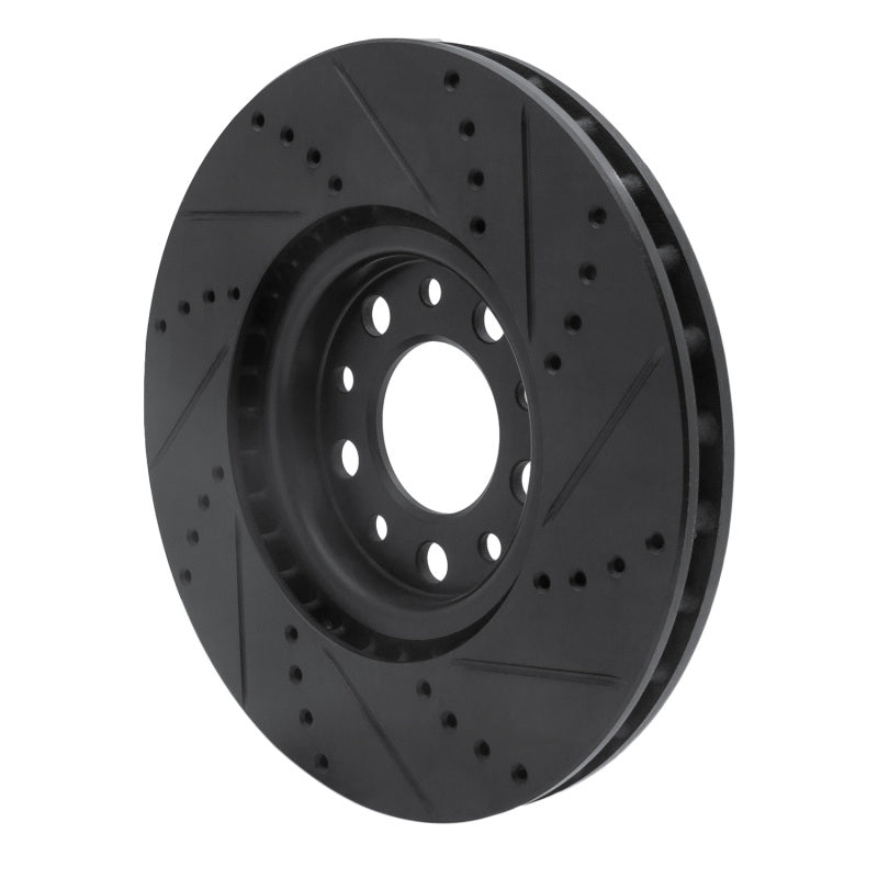 R1 Concepts R1 2013-2023 Chrysler 200 Front Left Drilled & Slotted Black Brake Rotor
