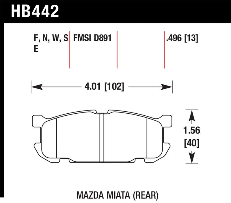Hawk Performance Hawk 01-02 Miata w/ Sport Suspension HPS  Street Rear Brake Pads (D891)