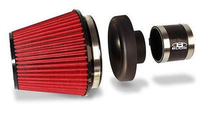 BLOX Racing Performance Filter Kit w/ 3.5inch Velocity Stack Black Filter and 3.5inch Silicone Hose