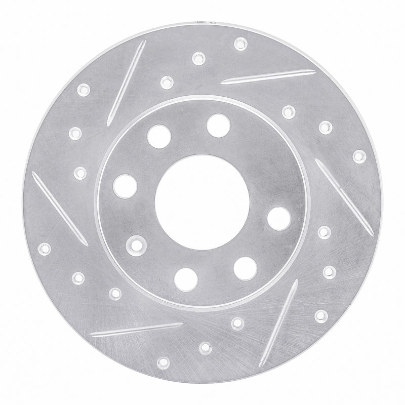 R1 Concepts R1 88-89 Pontiac LeMans Front Right Drilled & Slotted Silver Brake Rotor