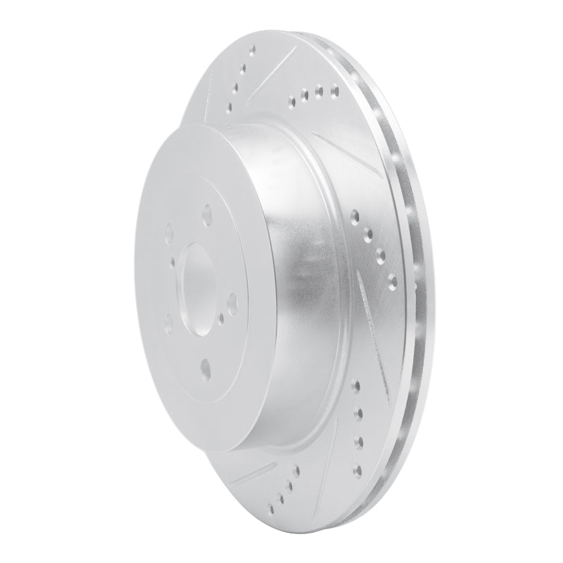 R1 Concepts R1 03-04 Subaru Impreza Rear Left Drilled & Slotted Silver Brake Rotor