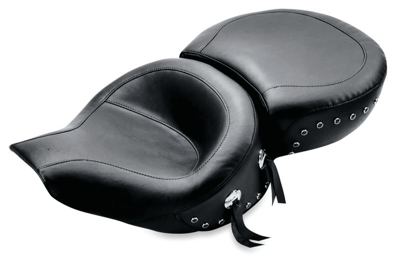 Mustang Motorcycle Mustang 94-96 Harley Road King Standard Touring 1PC Seat w/Black Pearl Studs - Black