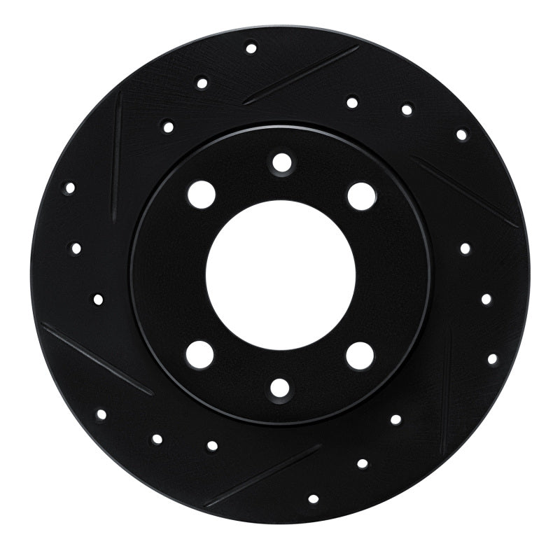 R1 Concepts R1 89-91 Peugeot 405 Rear Left Drilled & Slotted Black Brake Rotor