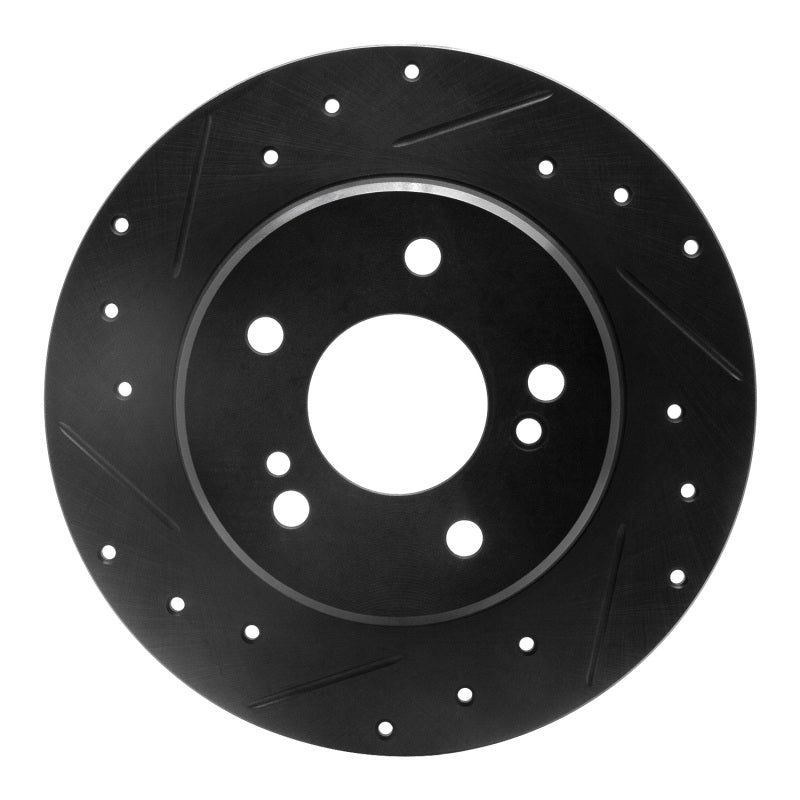 R1 Concepts R1 87-15 Chrysler Crossfire Rear Left Drilled & Slotted Black Brake Rotor