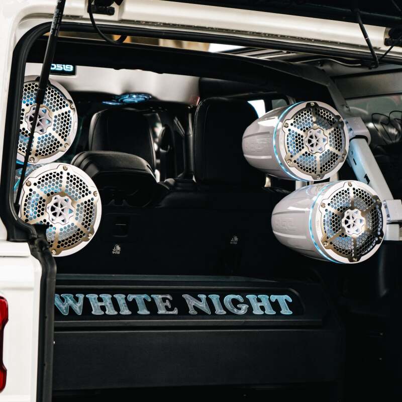 DS18 Marine And Powersports Towers 6.5in 100 Watts RMS RGB LED Lights Black Carbon Fiber