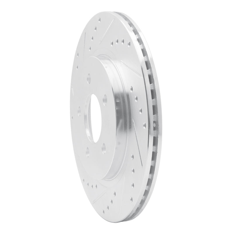 R1 Concepts R1 05-14 Ford Mustang Rear Left Drilled & Slotted Silver Brake Rotor