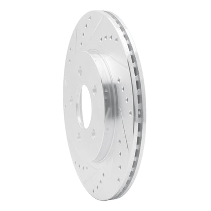 R1 Concepts R1 05-14 Ford Mustang Rear Left Drilled & Slotted Silver Brake Rotor