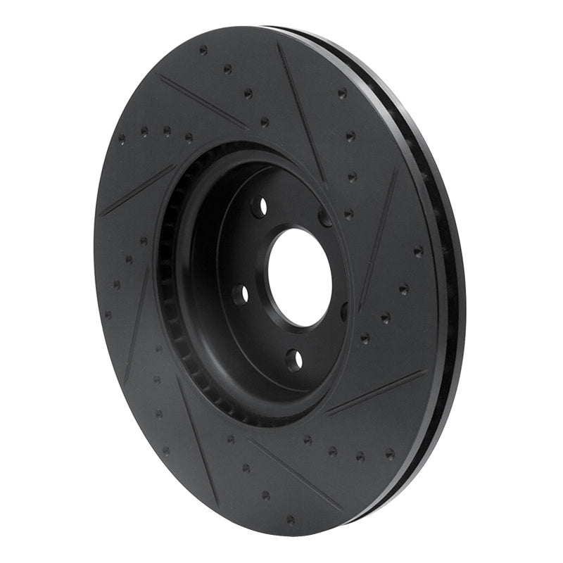 R1 Concepts R1 04-19 Ford Focus Front Left Drilled & Slotted Black Brake Rotor