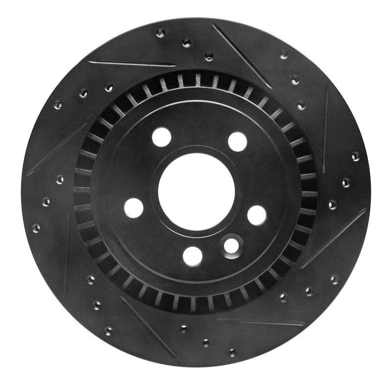 R1 Concepts R1 07-18 Volvo S60 Rear Right Drilled & Slotted Black Brake Rotor