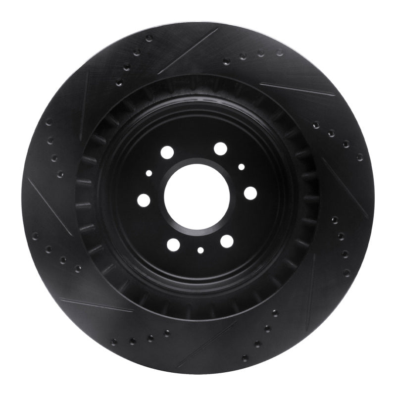 R1 Concepts R1 04-11 Cadillac CTS Rear Right Drilled & Slotted Black Brake Rotor