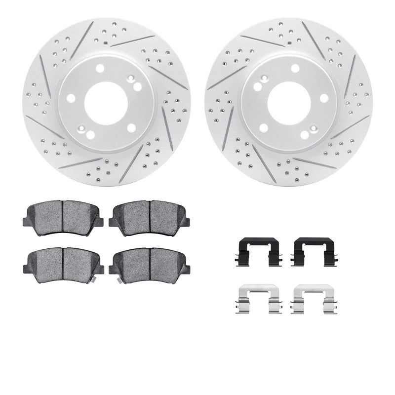 R1 Concepts R1 12-16 Hyundai Elantra GT Front Drill/Slot Carbon Coated Rotor Set w/Optimum Pads