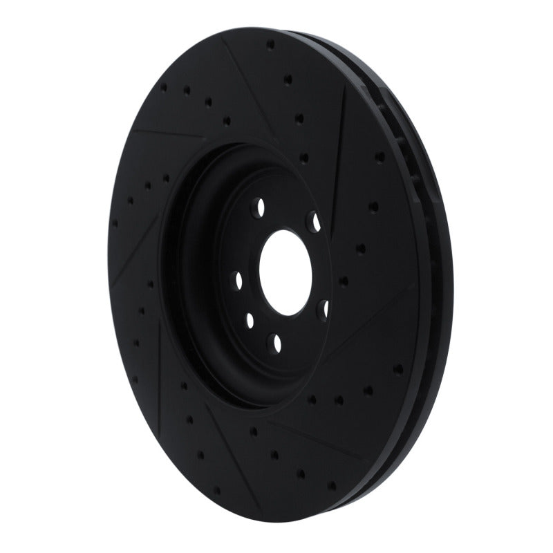 R1 Concepts R1 2017-2020 Jaguar F-Pace Front Left Drilled & Slotted Black Brake Rotor