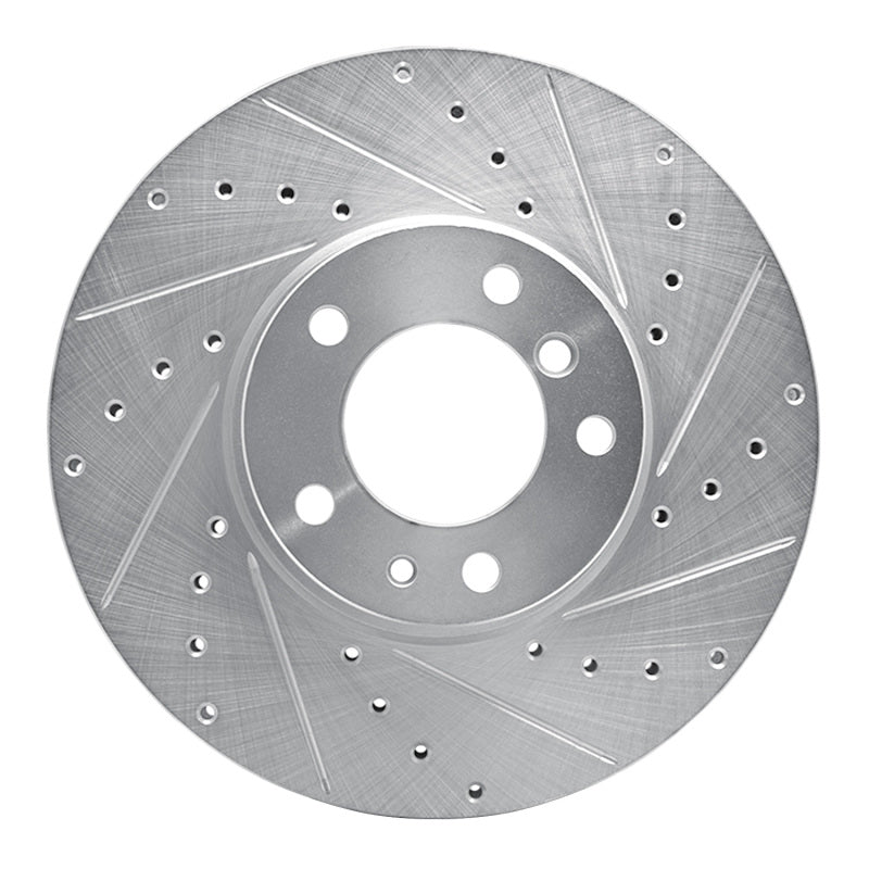 R1 Concepts R1 91-01 BMW 740I Front Right Drilled & Slotted Silver Brake Rotor
