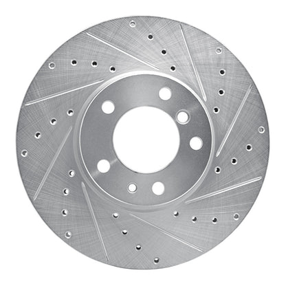 R1 Concepts R1 91-01 BMW 740I Front Right Drilled & Slotted Silver Brake Rotor