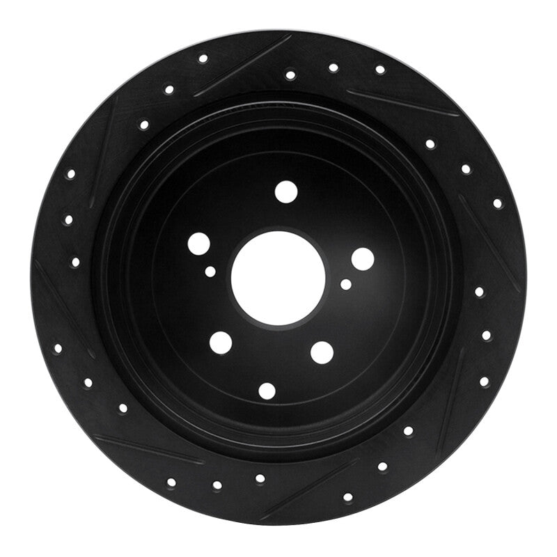 R1 Concepts R1 10-20 Lexus RX450h Rear Right Drilled & Slotted Black Brake Rotor