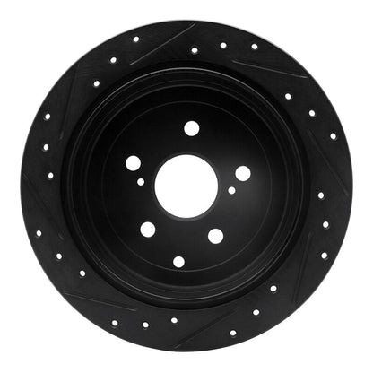 R1 Concepts R1 10-20 Lexus RX450h Rear Right Drilled & Slotted Black Brake Rotor