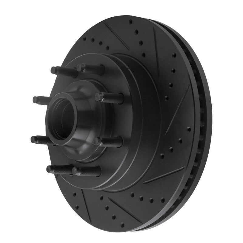 R1 Concepts R1 08-25 Ford E-250 Front Right Drilled & Slotted Black Brake Rotor