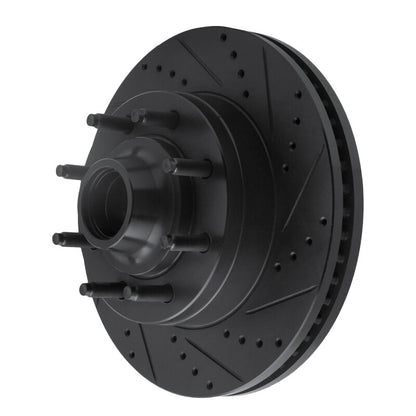 R1 Concepts R1 08-25 Ford E-250 Front Right Drilled & Slotted Black Brake Rotor