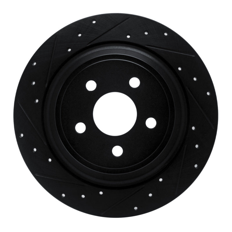 R1 Concepts R1 15-24 Ford Fusion Rear Left Drilled & Slotted Black Brake Rotor