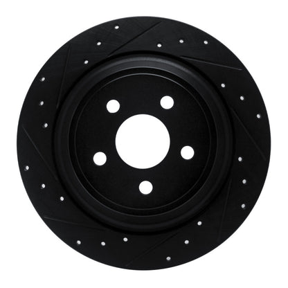 R1 Concepts R1 15-24 Ford Fusion Rear Left Drilled & Slotted Black Brake Rotor