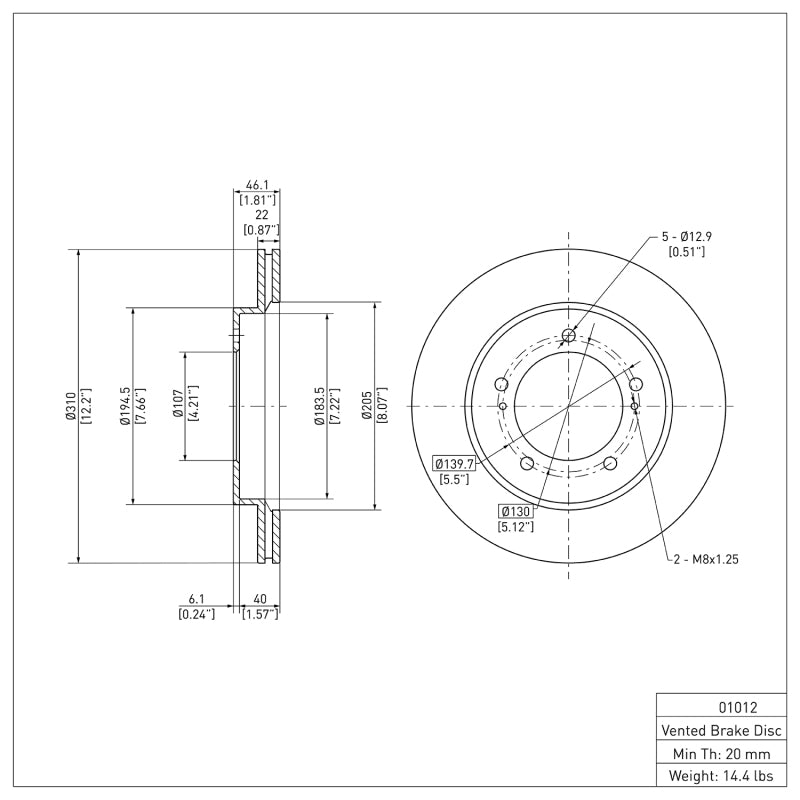 DFC 96-98 Suzuki Sidekick Front Brake Rotor
