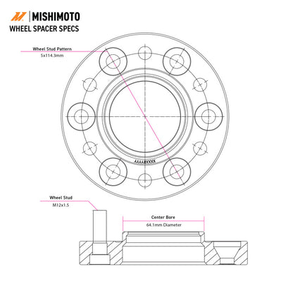 Mishimoto 5X114.3 15MM Wheel Spacers - Black
