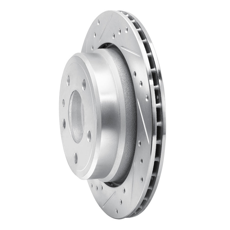 R1 Concepts R1 88-94 BMW 740I Rear Left Drilled & Slotted Silver Brake Rotor
