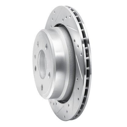 R1 Concepts R1 88-94 BMW 740I Rear Left Drilled & Slotted Silver Brake Rotor