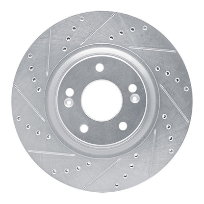 R1 Concepts R1 17-20 Kia Cadenza Front Left Drilled & Slotted Silver Brake Rotor