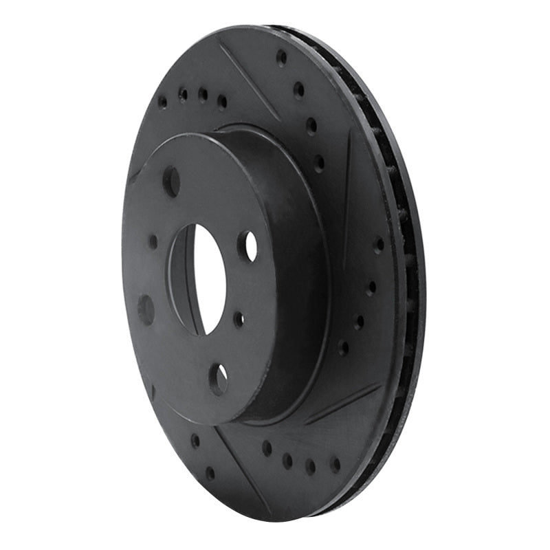 R1 Concepts R1 85-88 Chevrolet Nova Front Right Drilled & Slotted Black Brake Rotor