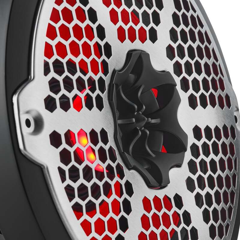 DS18 Hybrid Marine Speaker w/ Driver And RGB LEDs 8in 2-Way 350 Watts RMS 4 ohm Black w/ Covers