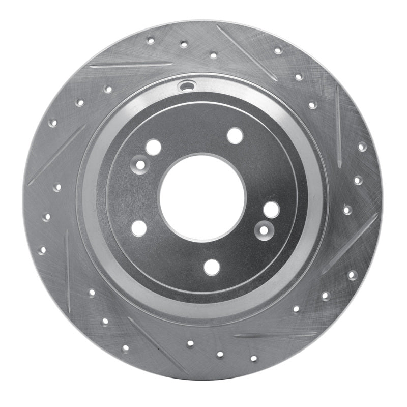 R1 Concepts R1 09-20 Genesis G80 Rear Right Drilled & Slotted Silver Brake Rotor