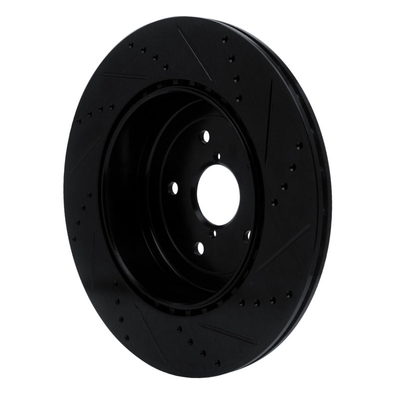 R1 Concepts R1 18-25 Subaru WRX Rear Left Drilled & Slotted Black Brake Rotor