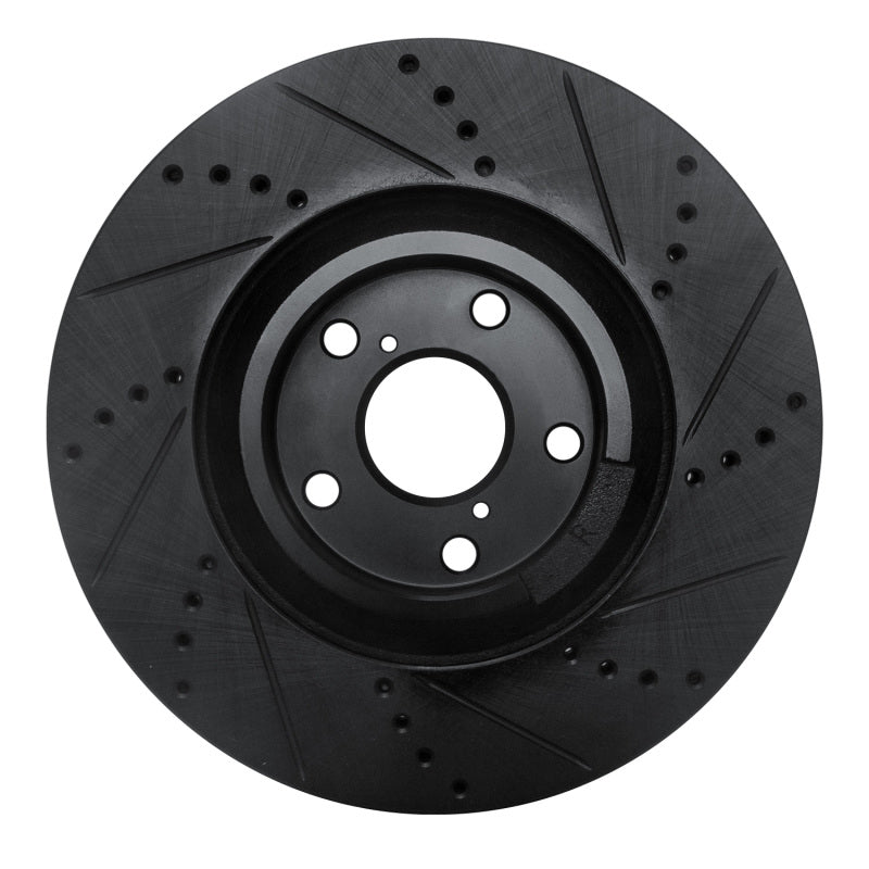 R1 Concepts R1 93-98 Toyota Supra Right Front Drilled & Slotted Black Brake Rotor