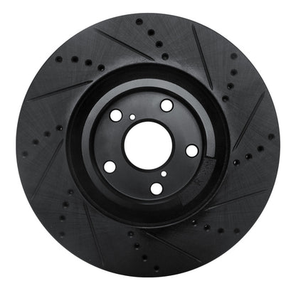 R1 Concepts R1 93-98 Toyota Supra Right Front Drilled & Slotted Black Brake Rotor