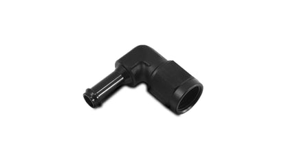 Vibrant Female -6AN to 5/16in Hose Barb 90 Degree Adapter Fitting - Anodized Black