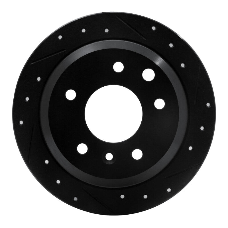 R1 Concepts R1 86-89 Jaguar XJ12 Rear Right Drilled & Slotted Black Brake Rotor