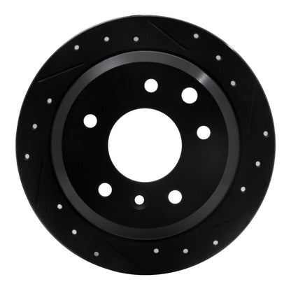 R1 Concepts R1 86-89 Jaguar XJ12 Rear Right Drilled & Slotted Black Brake Rotor