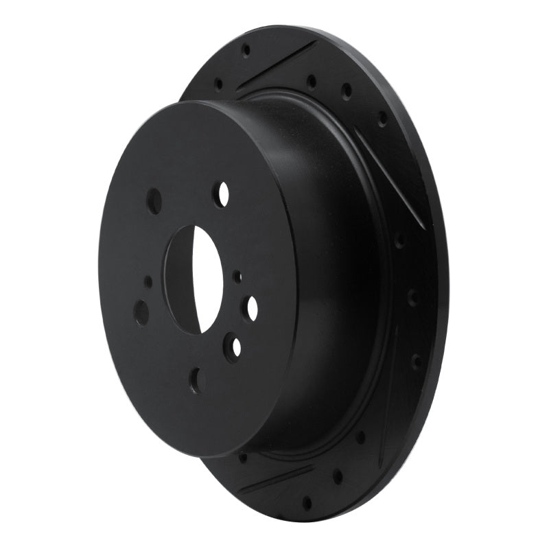 R1 Concepts R1 04-09 Lexus RX350 Rear Left Drilled & Slotted Black Brake Rotor