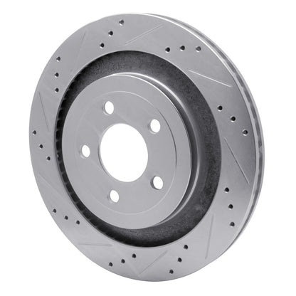 R1 Concepts R1 15-23 Ford Mustang Rear Left Drilled & Slotted Silver Brake Rotor
