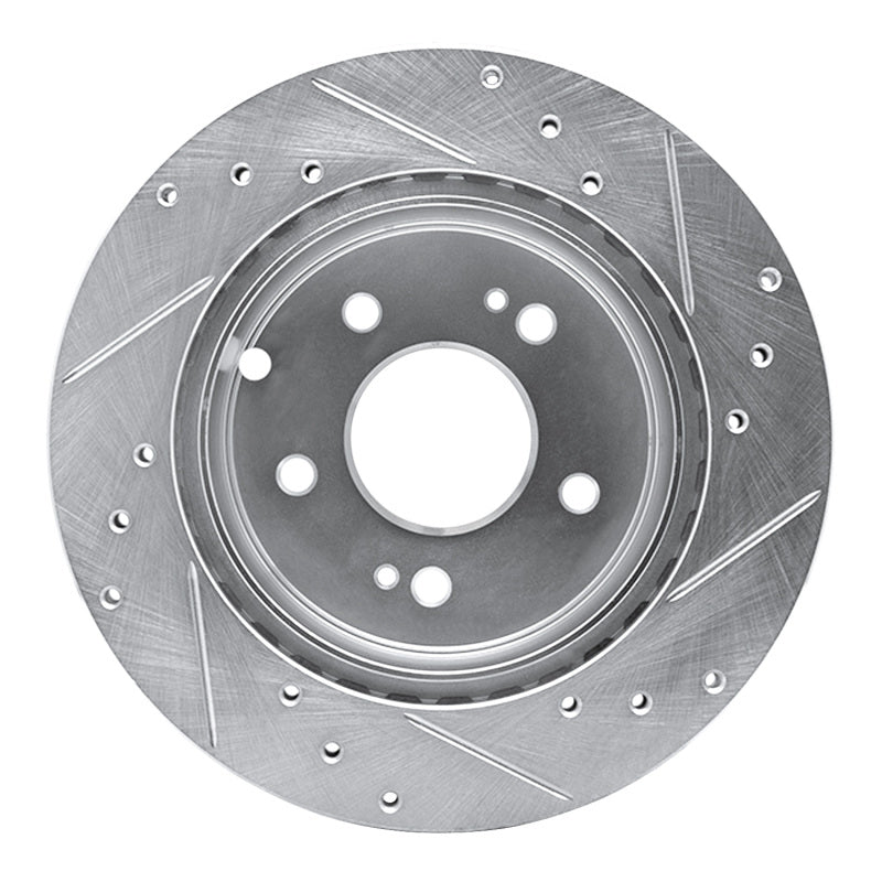 R1 Concepts R1 06-12 Mitsubishi Galant Rear Left Drilled & Slotted Silver Brake Rotor