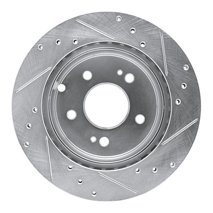 R1 Concepts R1 06-12 Mitsubishi Galant Rear Left Drilled & Slotted Silver Brake Rotor