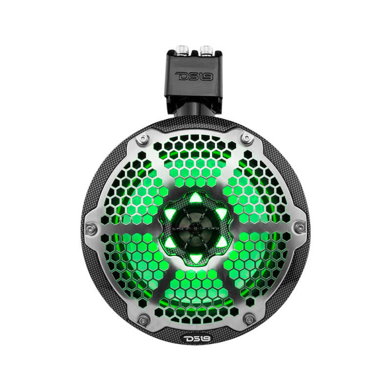 DS18 Marine And Powersports Tower 8in 125 Watts RMS RGB LED Lights Black Carbon Fiber