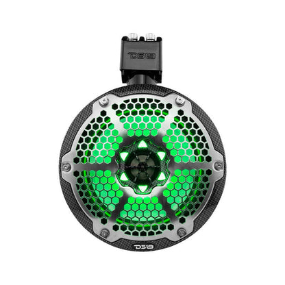 DS18 Marine And Powersports Tower 8in 125 Watts RMS RGB LED Lights Black Carbon Fiber