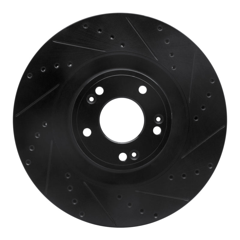 R1 Concepts R1 11-17 Genesis G80 Front Right Drilled & Slotted Black Brake Rotor