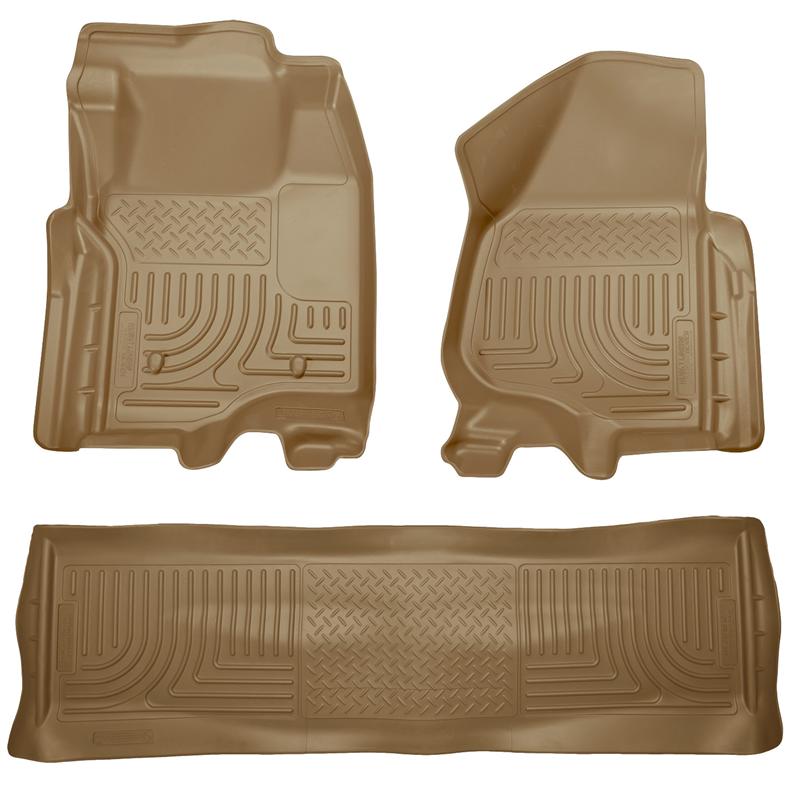 Husky Liners 11-12 Ford SD Crew Cab WeatherBeater Combo Tan Floor Liners (w/o Manual Trans Case)